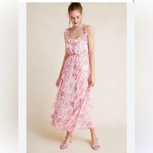 Gal meet glam for Anthropologie pink floral dress